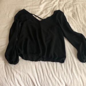 Black V-neck blouse